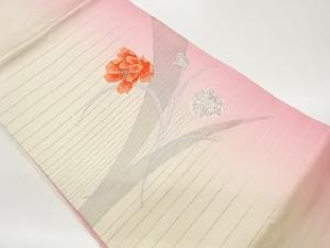 横段に花葉模様織出し名古屋帯